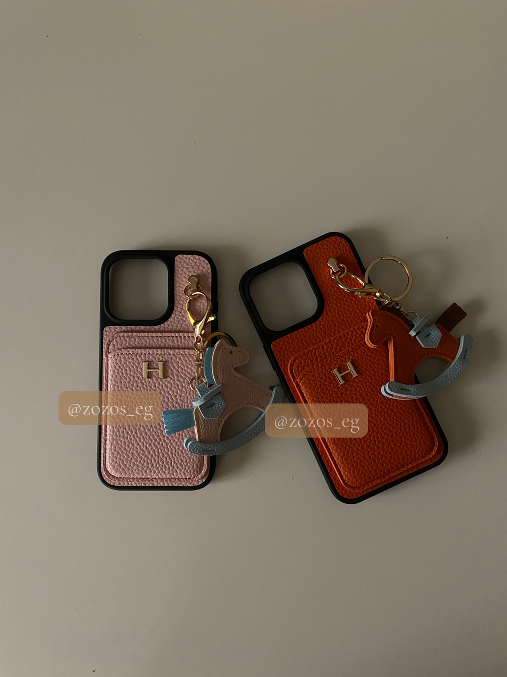 Hermès Luxury Leather Card Holder Case with Horse Charm