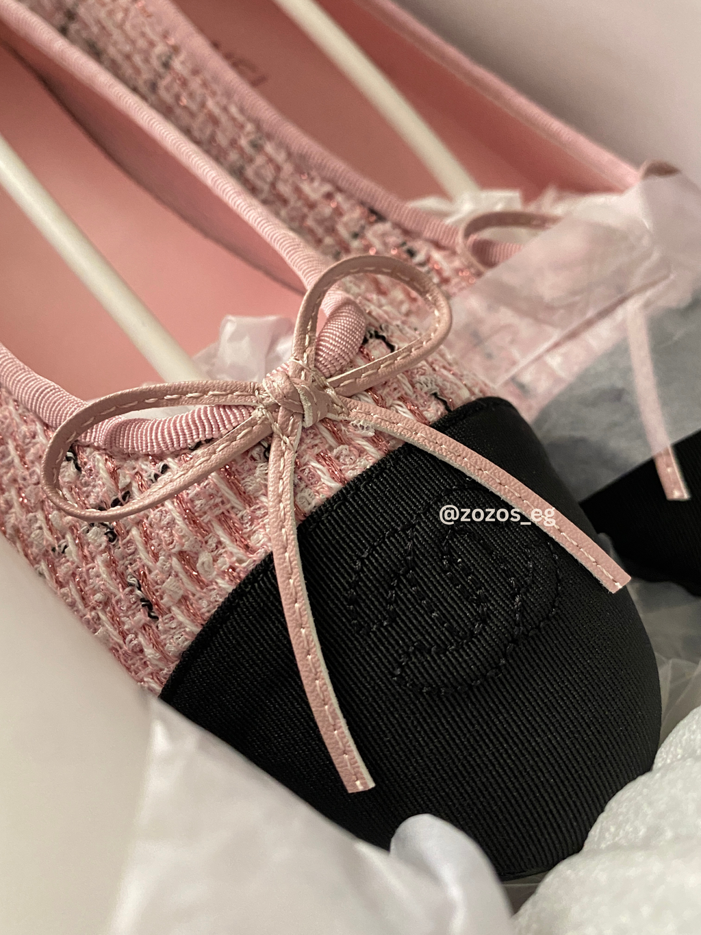 Chanel Pink Tweed Ballerina Flats