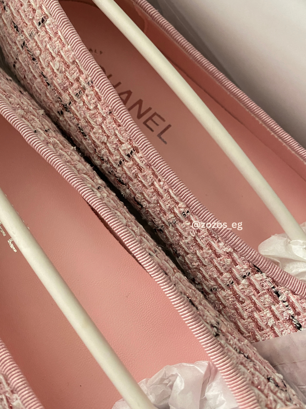 Chanel Pink Tweed Ballerina Flats
