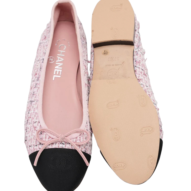 Chanel Pink Tweed Ballerina Flats