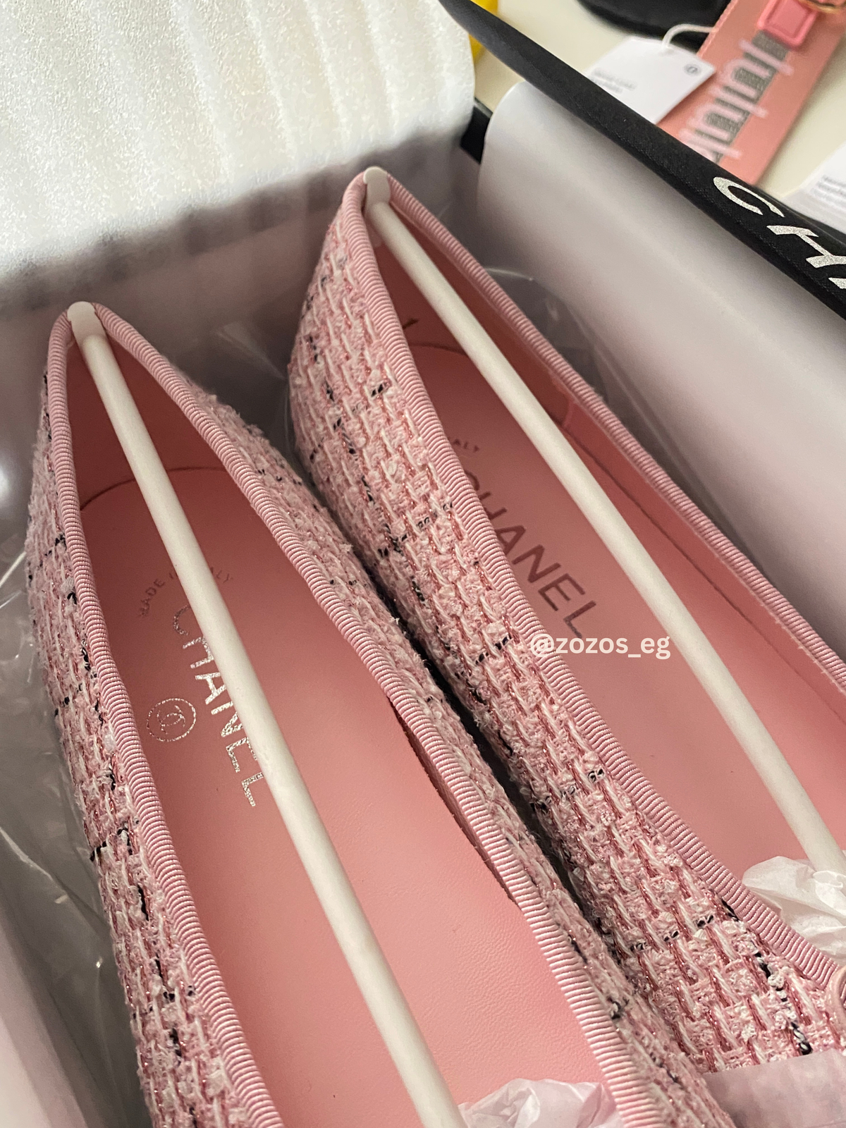 Chanel Pink Tweed Ballerina Flats